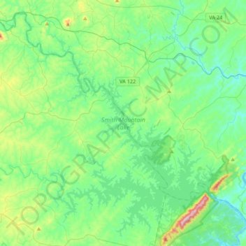 Smith Mountain Lake Topographic Map Smith Mountain Lake Topographic Map, Elevation, Relief
