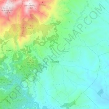 Alozaina topographic map, elevation, relief