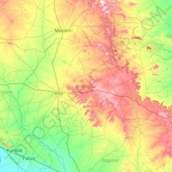 Topographic Map Of Maharashtra Khanapur Topographic Map, Elevation, Relief