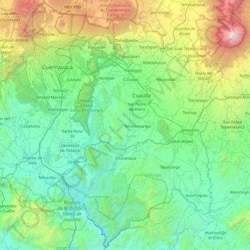 Mapa De Morelos México Morelos Topographic Map, Elevation, Relief