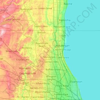 Lake County topographic map, elevation, relief