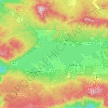 Big Bear Elevation Map Big Bear Lake Topographic Map, Elevation, Relief