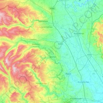 River Swale topographic map, elevation, relief