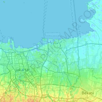 North Jakarta  topographic map elevation relief