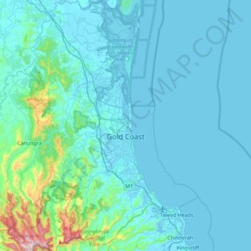 Gold Coast Topographic Map Gold Coast Topographic Map, Elevation, Relief