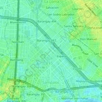 Topographic Map Of Manila Sampaloc Topographic Map, Elevation, Relief
