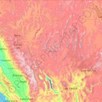 Nevada Topographic Map Elevation Relief