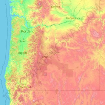 Bend Oregon Elevation Map Oregon Topographic Map, Elevation, Relief