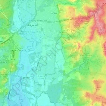 Ringwood Topographic Map, Elevation, Relief