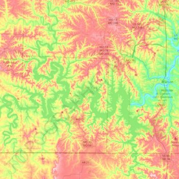 Table Rock Lake Contour Map Table Rock Lake Topographic Map, Elevation, Relief