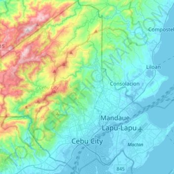 Topographic Map Of Cebu Cebu City Topographic Map, Elevation, Relief
