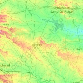 Topographic Map Of Maharashtra Ahmednagar Topographic Map, Elevation, Relief