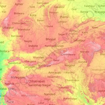 Topographic Map Of Maharashtra Narmada Topographic Map, Elevation, Relief