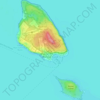 Map Of Mackinac Island Mackinac Island Topographic Map, Elevation, Relief