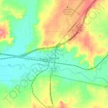 Holbrook topographic map, elevation, relief