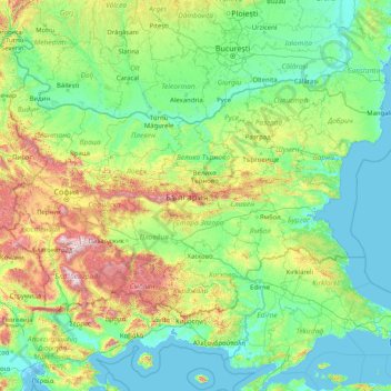 Topographic Map Of The Balkans Bulgaria Topographic Map, Elevation, Relief