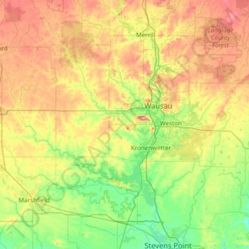 Marathon County Wi Gis Map Marathon County Topographic Map, Elevation, Relief