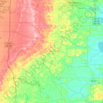 Waushara County Gis Map Waushara County Topographic Map, Elevation, Relief