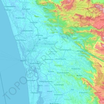 Topographic Map Of Kerala Ernakulam District Topographic Map, Elevation, Relief