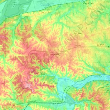 Elevation Map Of St Louis Mo Wildwood Topographic Map, Elevation, Relief