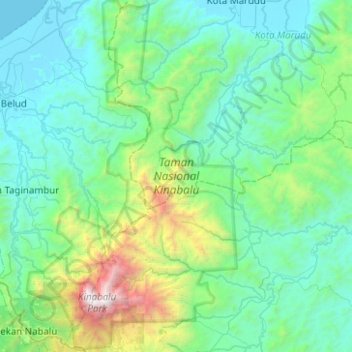 National Park Topographic Maps Kinabalu National Park Topographic Map, Elevation, Relief