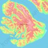Disko Island topographic map, elevation, relief