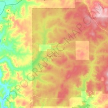 Julimar State Forest topographic map, elevation, relief