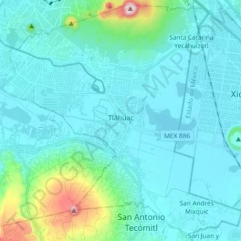 Tlahuac Topographic Map Elevation Relief