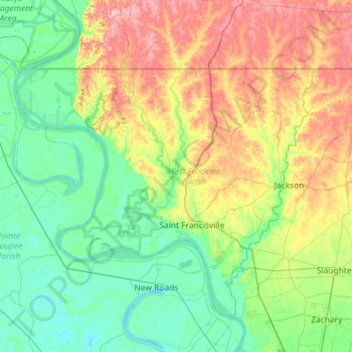 West Feliciana Gis Map West Feliciana Parish Topographic Map, Elevation, Relief