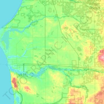 Mason County Michigan Map Mason County Topographic Map, Elevation, Relief