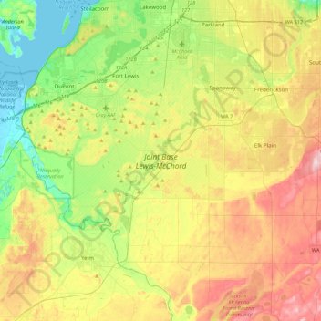 Joint Base Lewis Mcchord Map Joint Base Lewis-Mcchord Topographic Map, Elevation, Relief