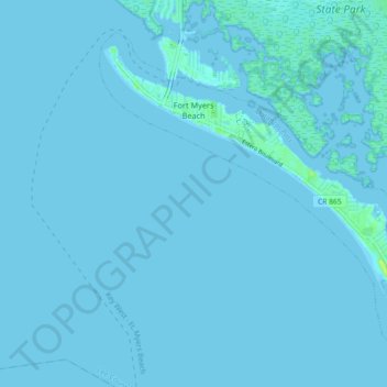 Fort Myers Beach topographic map, elevation, relief