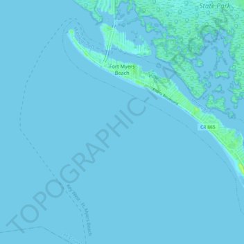 Fort Myers Beach topographic map, elevation, relief