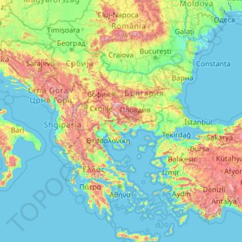 Topographic Map Of The Balkans Balkans Topographic Map, Elevation, Relief