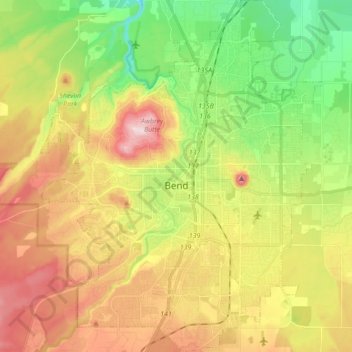 Bend Oregon Elevation Map Bend Topographic Map, Elevation, Relief