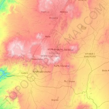 Kembata Tembaro Zone Map Kembata Alaba Tembaro Topographic Map, Elevation, Relief