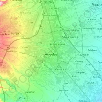 Sapang Bato Angeles City Map Angeles Topographic Map, Elevation, Relief