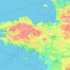 Brittany topographic map, elevation, relief