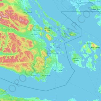 Topographic Map Of Vancouver Capital Regional District Topographic Map, Elevation, Relief