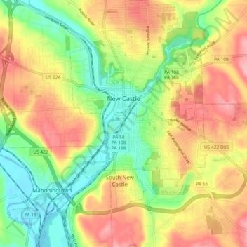 New Castle Pa Map New Castle Topographic Map, Elevation, Relief