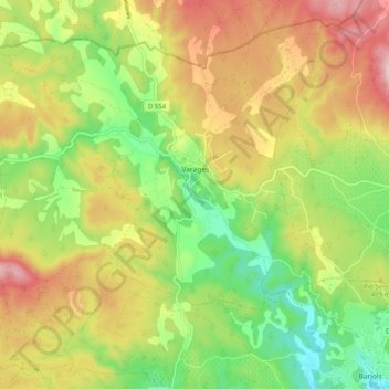 Varages topographic map, elevation, relief