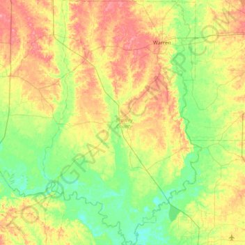 Bradley County topographic map, elevation, relief