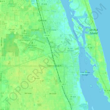 Map Of Vero Beach Vero Beach Topographic Map, Elevation, Relief