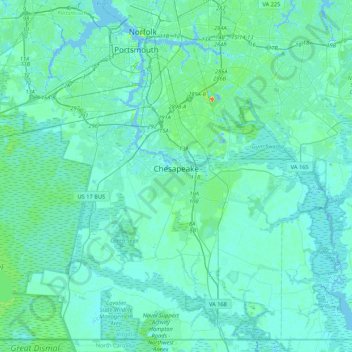 Chesapeake Bay Topographic Map Chesapeake Topographic Map, Elevation, Relief