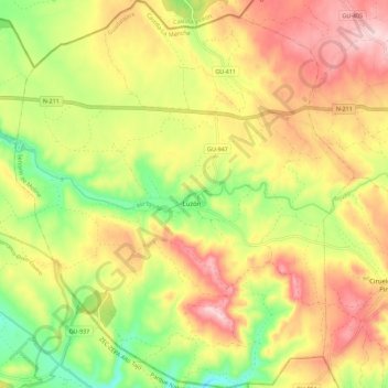 Luzón topographic map, elevation, relief