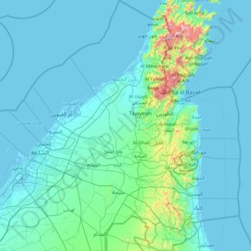 Ras Al Khaimah Map Ras Al-Khaimah Topographic Map, Elevation, Relief