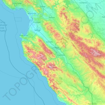 Monterey Bay Topographic Map Monterey County Topographic Map, Elevation, Relief