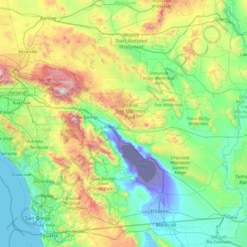 Map Of Riverside County Riverside County Topographic Map, Elevation, Relief