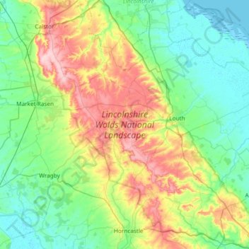 Lincolnshire Wolds Aonb Map Lincolnshire Wolds Aonb Topographic Map, Elevation, Relief