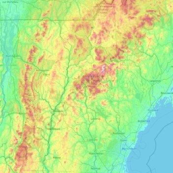 New Hampshire Topographic Map Elevation Relief